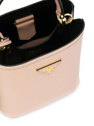 Shop Prada Top Handle Mini Bucket Bag In Neutrals