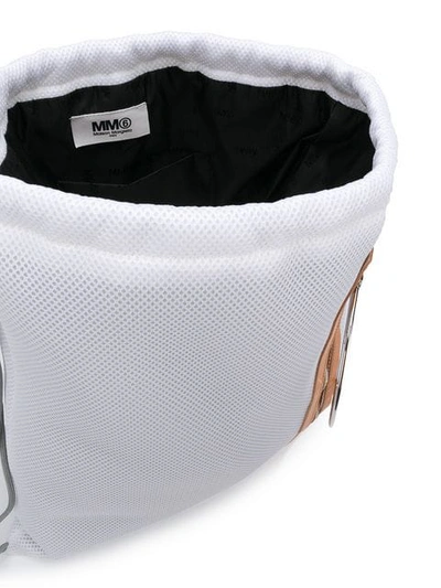 Shop Mm6 Maison Margiela Mesh Drawstring Backpack In White