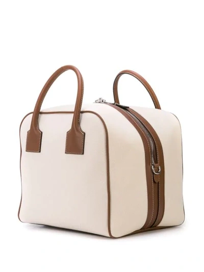 Shop Burberry Medium Horseferry Print Canvas Cube Bag In Neutrals