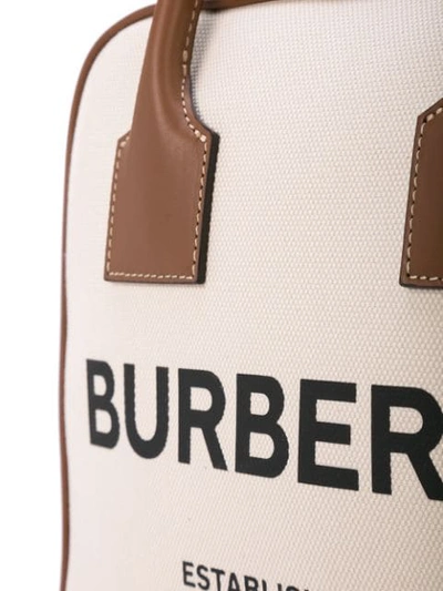 Shop Burberry Medium Horseferry Print Canvas Cube Bag In Neutrals