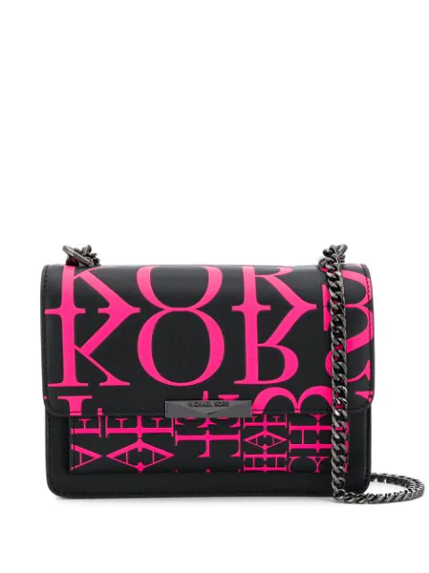 pink and black michael kors bag