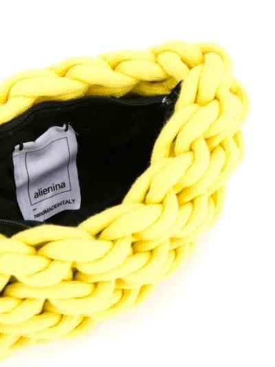 Shop Alienina Braided Clutch Bag In Yellow