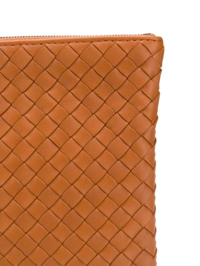 Shop Bottega Veneta Woven Leather Clutch In 2628 Brown