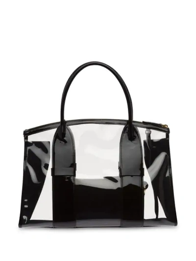 Shop Miu Miu Transparent Tote Bag In Black