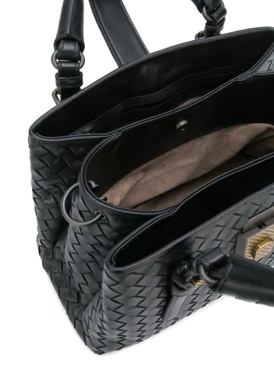 Shop Bottega Veneta Nero Intrecciato Calf Mini Roma Bag In Black