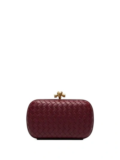 Shop Bottega Veneta Chain Knot Clutch In Red