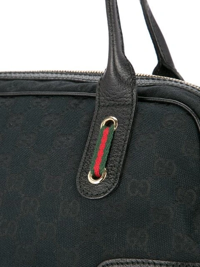 Pre-owned Gucci Vintage  Gg Shelly Line Hand Tote Bag - 黑色 In Black