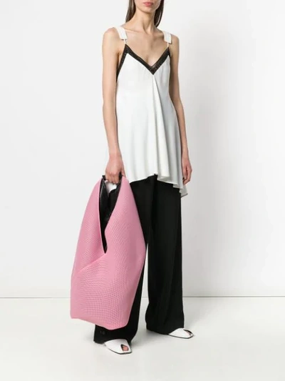 Shop Mm6 Maison Margiela Triangle Handle Tote Bag - Pink