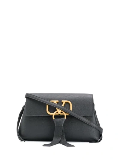 Shop Valentino Vring Shoulder Bag In Black