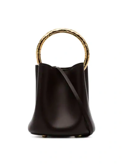 Shop Marni Black Pannier Leather Bucket Bag