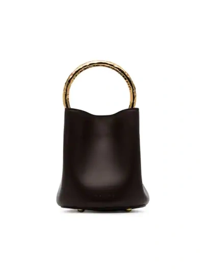 Shop Marni Black Pannier Leather Bucket Bag