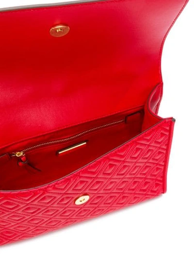 Shop Tory Burch Embossed Logo Shoulder Bag In 612 Brilliant Red