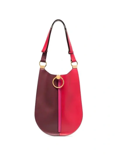 Shop Marni Red And Burgundy Bi-colour Leather Shoulder Bag