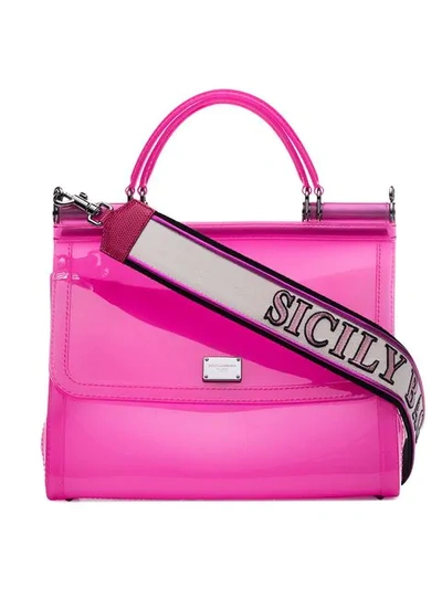 Shop Dolce & Gabbana Pink Sicily Transparent Pvc Shoulder Bag