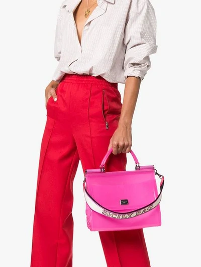 Shop Dolce & Gabbana Pink Sicily Transparent Pvc Shoulder Bag