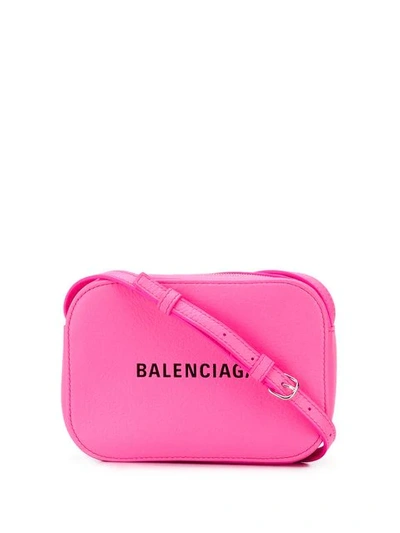 Balenciaga Xs Everyday Logo Print Camera Bag In Acid Pink Black | ModeSens