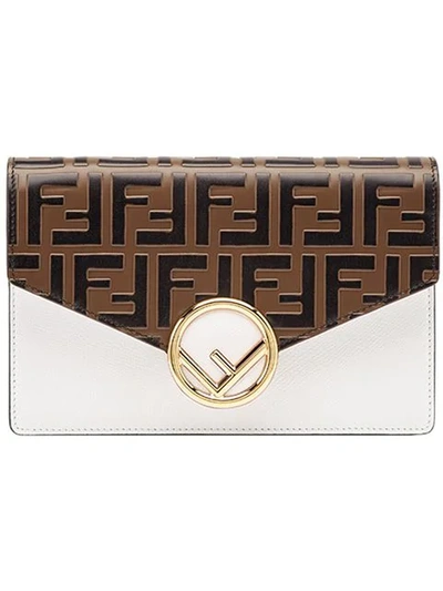 Shop Fendi Ff Wallet On Chain In Brown