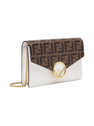 Shop Fendi Ff Wallet On Chain In Brown