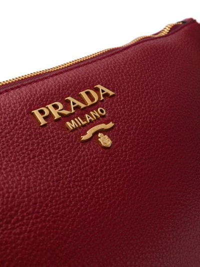 Shop Prada Logo Plaque Crossbody Bag In Red