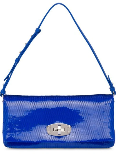 Shop Miu Miu Sequinned Shoulder Bag - Blue