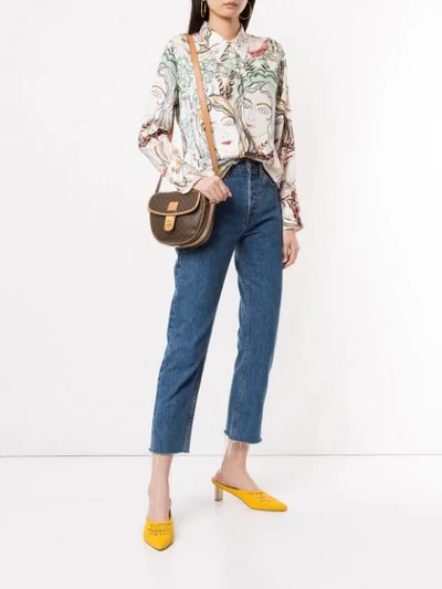 Shop Celine Céline  Macadam Pattern Shoulder Bag - Brown