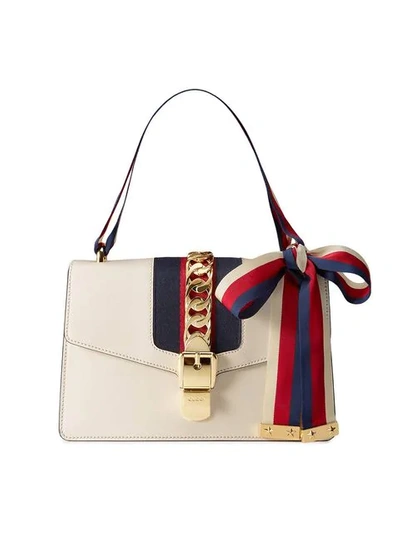 Shop Gucci Sylvie Leather Shoulder Bag In White