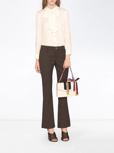Shop Gucci Sylvie Leather Shoulder Bag In White