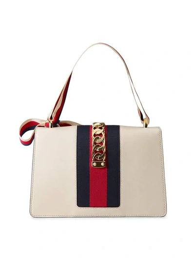 Shop Gucci Sylvie Leather Shoulder Bag In White