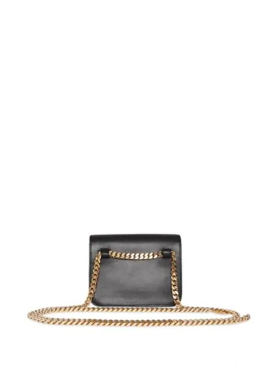Shop Burberry Leather Belted Tb Bag In Black