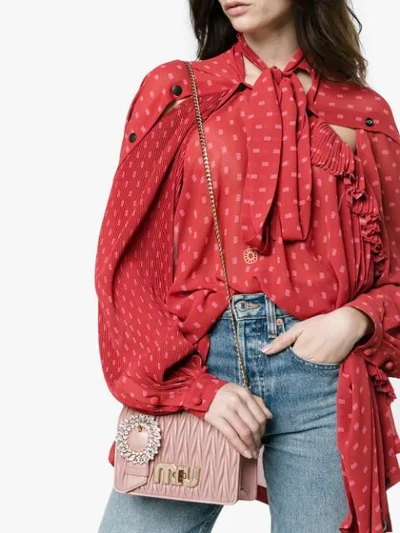 Miu Miu Pink Matelassé Leather Cross Body Bag - Farfetch