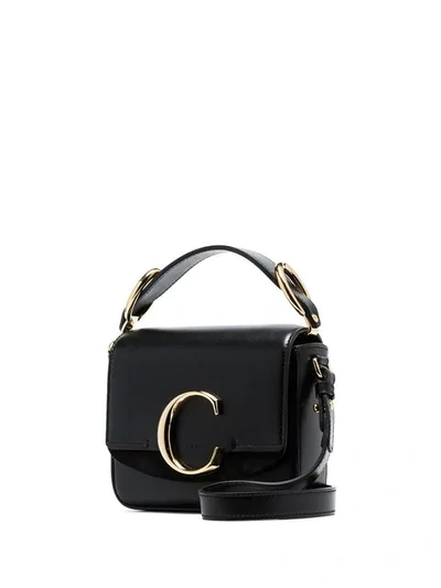 Shop Chloé C Top-handle Leather Bag In Black