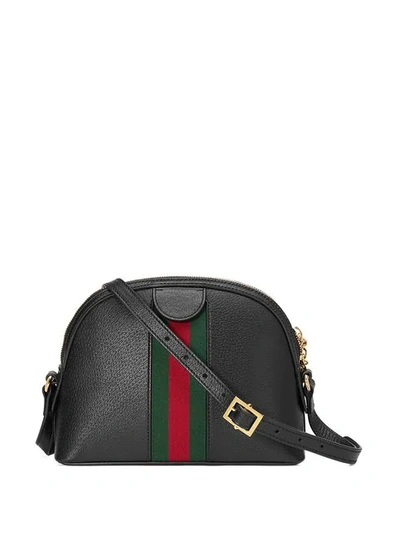 Shop Gucci Small Ophidia Shoulder Bag In Black