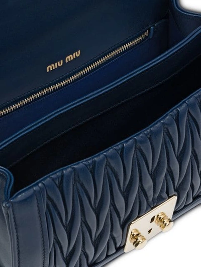 Shop Miu Miu Miu Confidential Matelassé Leather Bag In Blue