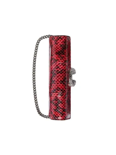 Shop Gucci Dionysus Super Mini Snakeskin Bag In Red