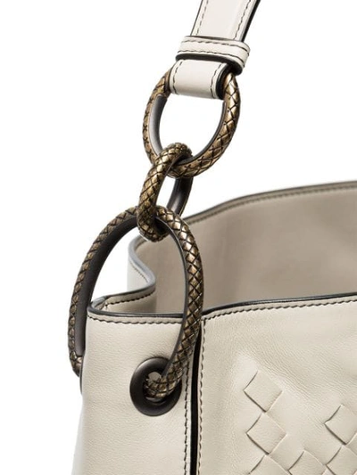 Shop Bottega Veneta Cream Charleston Loop Fringed Leather Hobo Tote - Neutrals