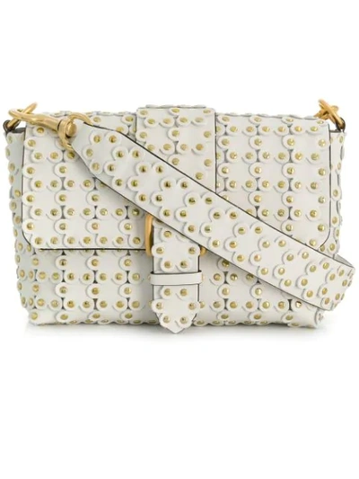 Shop Red Valentino Red(v) Studded Cross-body Bag In White