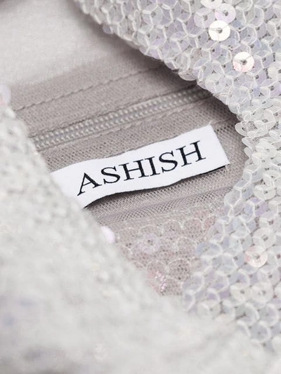 Shop Ashish White Large Sequin Nylon Tote Bag In Neutrals