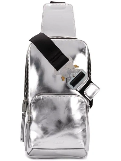 Shop Alyx Silver-toned Metallic Cross Body Backpack