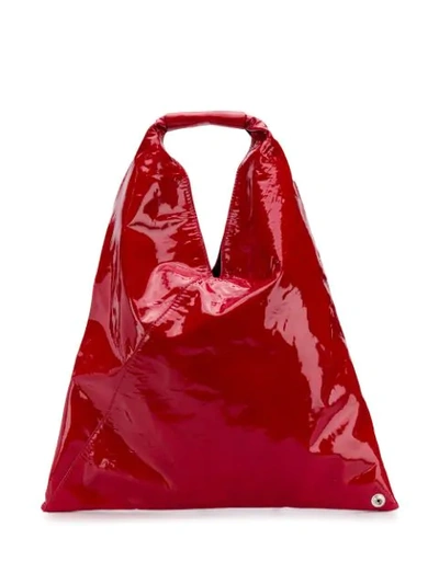 Shop Mm6 Maison Margiela Varnished Shopping Tote In Red