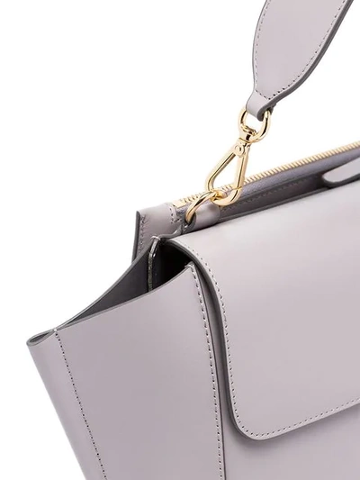 Shop Wandler Grey Hortensia Large Leather Shoulder Bag