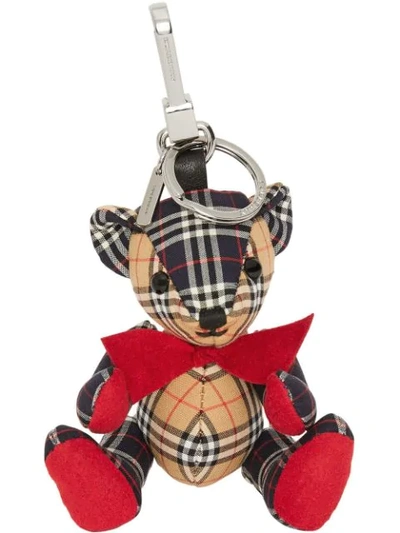 Shop Burberry Thomas Bear Charm In Small Scale Check Cotton In Multicolour