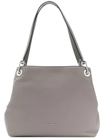 Shop Michael Michael Kors Raven Large Shoulder Bag In Grey