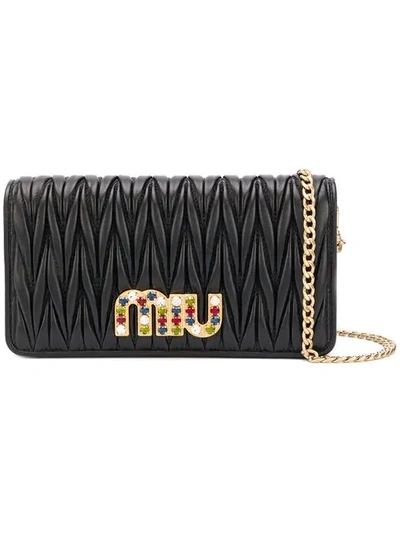 Shop Miu Miu Chain Wallet Bag In Black