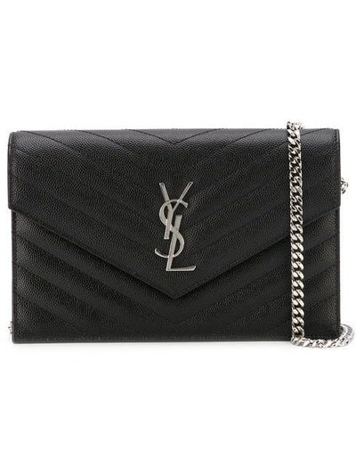 Shop Saint Laurent Envelope Wallet-on-chain In Black