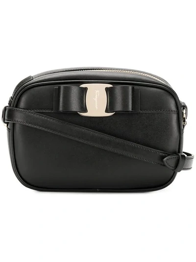 Shop Ferragamo Vara Bow Crossbody Bag In Black