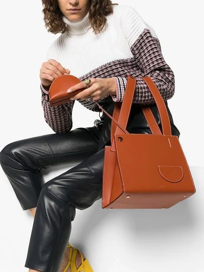 Shop Danse Lente Brown Margot Outer Pocket Leather Tote Bag In Orange