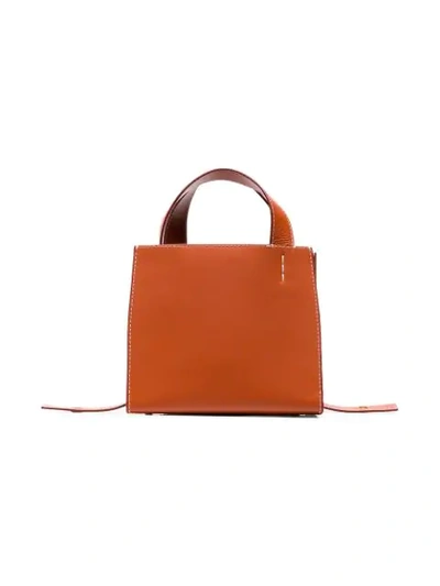 Shop Danse Lente Brown Margot Outer Pocket Leather Tote Bag In Orange