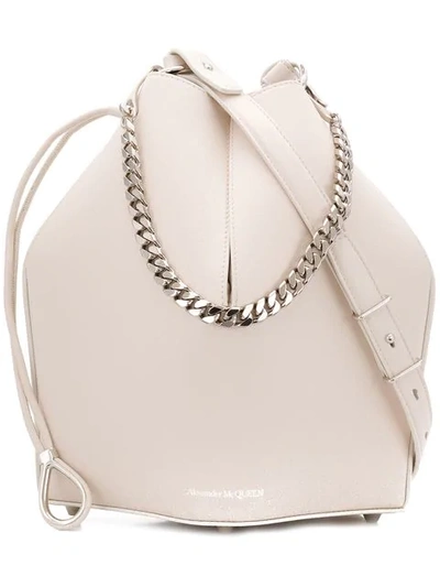 Shop Alexander Mcqueen Chain Style Bucket Bag In White