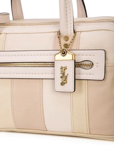 Shop Coach Stripe Panel Shoulder Bag - White