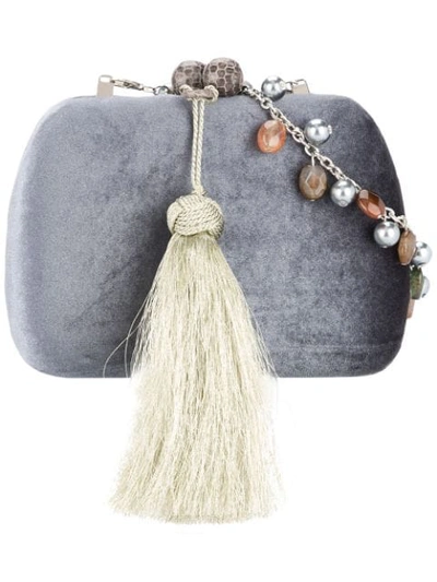 Shop Serpui Embellished Clutch Bag - Grey